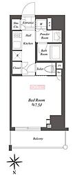 クレストコート白金高輪 1Kの間取図画像