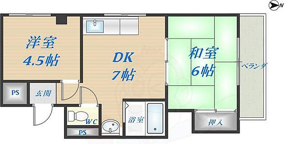 大阪府東大阪市長堂３丁目(賃貸マンション2DK・5階・38.70㎡)の写真 その2