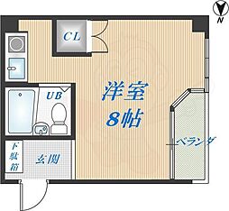 近鉄奈良線 河内永和駅 徒歩2分の賃貸マンション 3階ワンルームの間取り