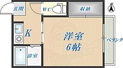近鉄大阪線 俊徳道駅 徒歩3分の賃貸アパート 2階1Kの間取り