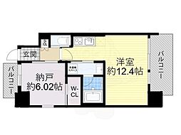 プレジオ森河内ASIAN 7階ワンルームの間取り