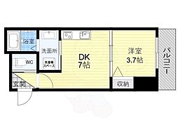 近鉄大阪線 弥刀駅 徒歩14分の賃貸アパート 1階1DKの間取り