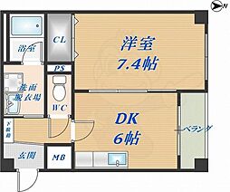 ウエストヴィラージュ 1DKの間取図画像
