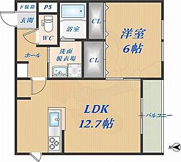 メゾンKoma 1LDKの間取図画像