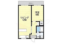 ドゥエル志紀 1LDKの間取図画像