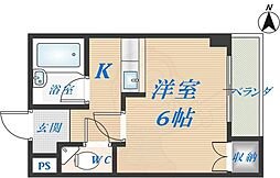 シャンブルミト 1Kの間取図画像