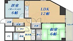 ソーラーハイツ布施 2LDKの間取図画像