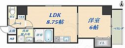 アルカンシェルスクエア高井田 1LDKの間取図画像