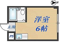 大宝小阪C.Tスクエアー ワンルームの間取図画像