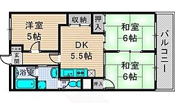 プリンストン布施 2DKの間取図画像