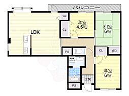 ジュネス高井田 2LDKの間取図画像