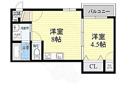 DOAHN長瀬 1LDKの間取図画像