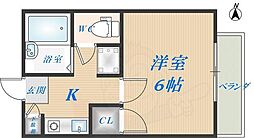パレスハイツA 1Kの間取図画像