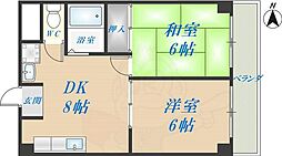 スカイハイツ 2DKの間取図画像