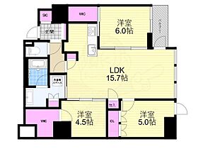 プレミストタワー靱本町  ｜ 大阪府大阪市西区靱本町１丁目（賃貸マンション3LDK・28階・75.05㎡） その2