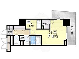 ハビテ靭センターコート ワンルームの間取図画像