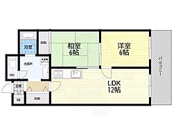 ロイヤルハイツ土佐堀 2LDKの間取図画像