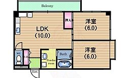 エスポワール参番館 2DKの間取図画像