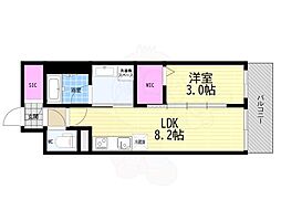 Alivis九条 1LDKの間取図画像