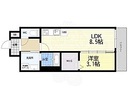 Alivis九条 1LDKの間取図画像