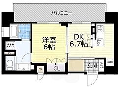 リーガル靭本町 1DKの間取図画像
