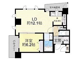 クロスレジデンス大阪新町 1LDKの間取図画像