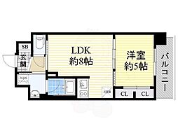 スワンズシティ中之島クロス 1LDKの間取図画像