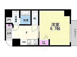 M:COURT靭公園 1Kの間取図画像