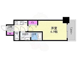 S-RESIDENCE阿波座WEST 1Kの間取図画像