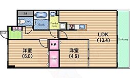 アーデンコート西長堀 2LDKの間取図画像