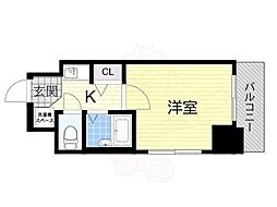 セレッソコート西心斎橋第2 1Kの間取図画像
