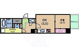 セレニテ本町ルフレ 1DKの間取図画像