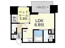 コンフォリア・リヴ本町WEST 1DKの間取図画像