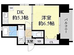 エステムコート大阪新町 1DKの間取図画像