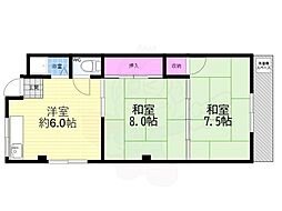 シャトー1 2DKの間取図画像