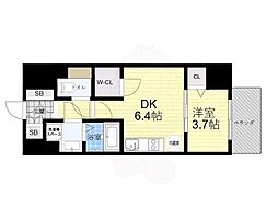 ジオエント新町 1DKの間取図画像