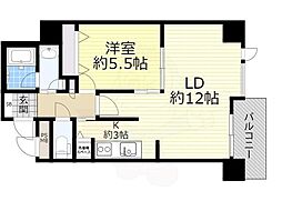 クロスレジデンス大阪新町 1LDKの間取図画像