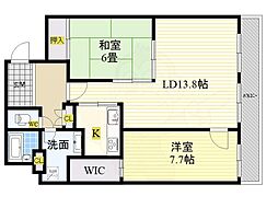 サンクタスタワー心斎橋ミラノグランデ 2LDKの間取図画像