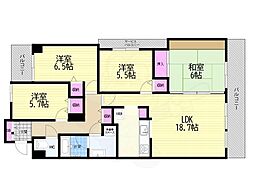 シャトー本町 3SLDKの間取図画像