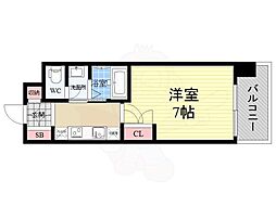 クレストコート靭公園 1Kの間取図画像