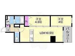 IMPERIALSUITE南堀江 2LDKの間取図画像