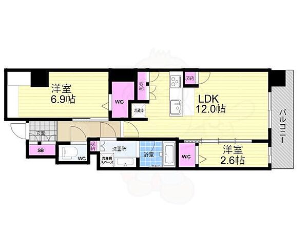 アーバネックス本町2 ｜大阪府大阪市西区阿波座１丁目(賃貸マンション2LDK・12階・51.15㎡)の写真 その2