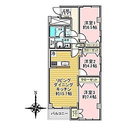 ライオンズマンション円山第2 3LDKの間取図画像
