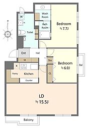 サンピア中島公園 2LDKの間取図画像