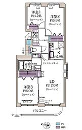 サンシティ大谷地 3LDKの間取図画像