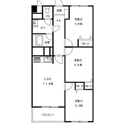 第2ファミール札幌 3LDKの間取図画像