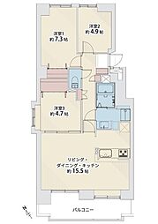 東急ドエルアルス白石 3LDKの間取図画像