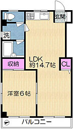 JR高崎線 尾久駅 徒歩4分の賃貸マンション 1階1LDKの間取り