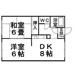桜町たまゆらハイツ 2DKの間取図画像
