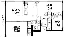ロジェ山下通 3LDKの間取図画像